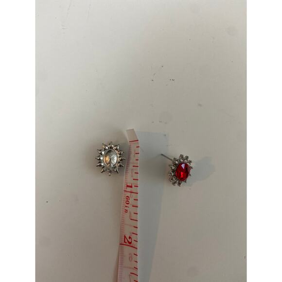Oval Red Rhinestone Earrings - New and Stylish! - Picture 3 of 3